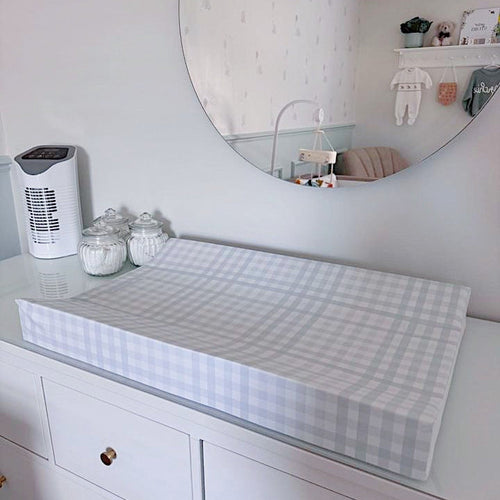 Anti-Roll Wedge Changing Mat - Baby Blue Gingham