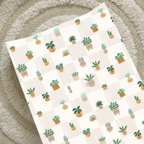Anti-Roll Wedge Baby Changing Mat - Pot Plants