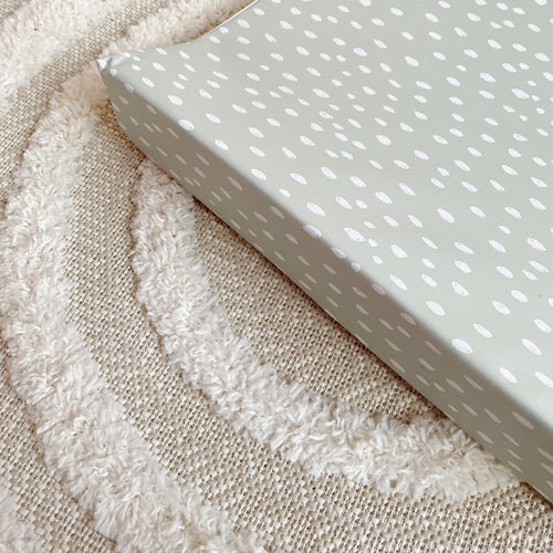 Anti-Roll Wedge Changing Mat - Sage Green Spotty Print