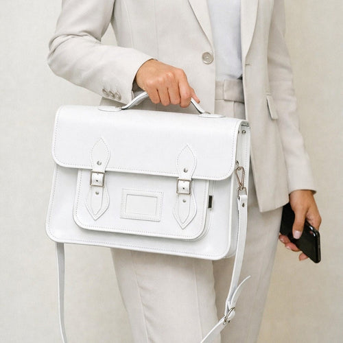 Handmade Leather Satchel - White
