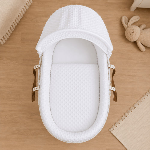 White Dimple Moses Basket Bedding Set (Basket Not Included!)