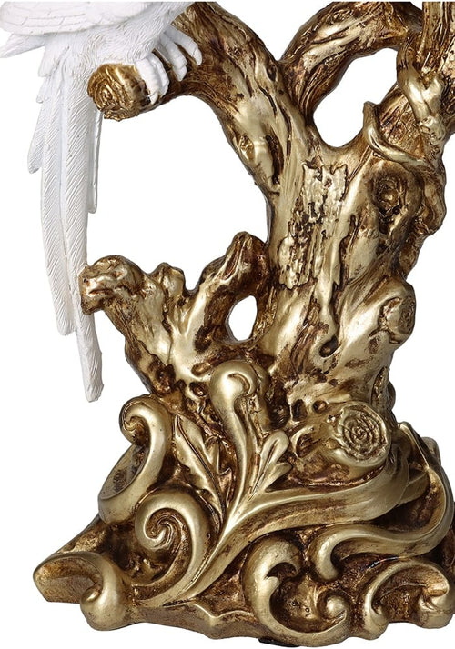 White Parrot On Golden Branches Candle Holders