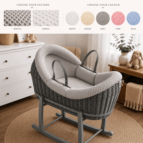 Wicker Deluxe Pod Baby Moses Basket With Stand