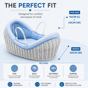 Wicker Pod Baby Deluxe Moses Basket-No stand included