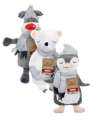 Country Club Winter Warmers Hot Water Bottle with Cover - Assorted one at random