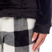 Daisy Dreamer Women's Buffalo Check Fleece Pyjama Set With Long Sleeve Top And Bottoms