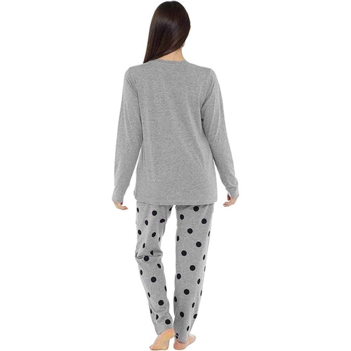 Daisy Dreamer Women's Cotton Pyjama Set With Elasticated Patterned Bottoms Super Soft Cosy Sleepwear