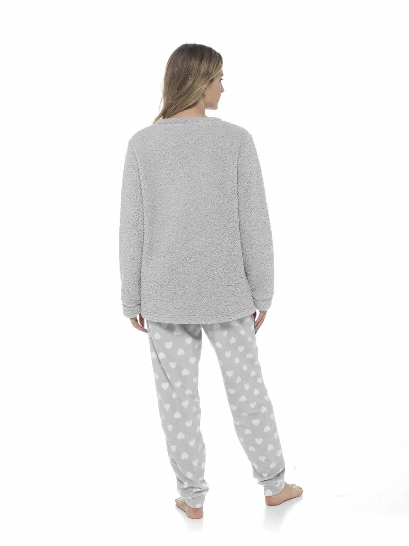 Daisy Dreamer Women's Sloth Teddy Fleece Pyjama Set Super Soft Warm Loungewear Cosy Winter