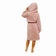 Daisy Dreamer Womens Dusky Pink Teddy Fleece Hooded Robe Bathrobe Ultra Soft Cosy Winter