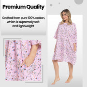 Daisy Dreamer Women Giraffe Print Nighty Dress Baggy Oversized 100% Cotton Short Sleeved