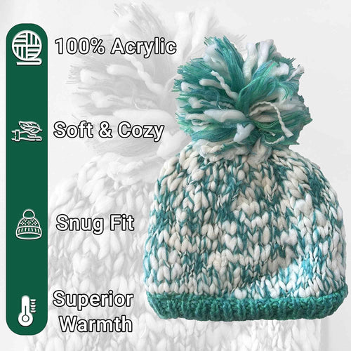 Sock Stack Women's Hand Knitted Daisy Pattern Winter Hat Headband Mittens Set In Red Breathable Cotton Rich Everyday Pack