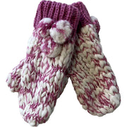 Sock Stack Women's Hand Knitted Daisy Pattern Winter Hat Headband Mittens Set In Red Breathable Cotton Rich Everyday Pack