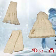 Sock Stack Women's Hand-Knitted Winter Hat Scarf And Hand Warmer Set With Inga Button