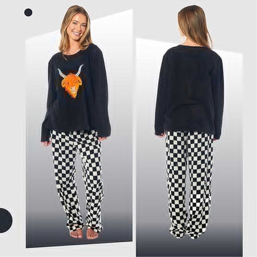 Daisy Dreamer Womens Thermal Fleece Pyjama Set Animal Print Long Sleeve Cosy Winter
