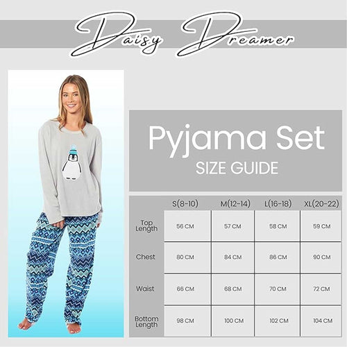 Daisy Dreamer Women's Thermal Fleece Pyjama Set Long Sleeve Warm Winter Nightwear