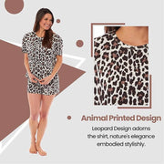 Daisy Dreamer Women's Short Cotton Pyjama Set Leopard And Zebra Prints 100% Cotton Super Soft Cosy Sleepwear