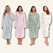 Daisy Dreamer Women's Fleece Hooded Robe Snuggle Touch Velvet-Soft Loungewear UK Sizes