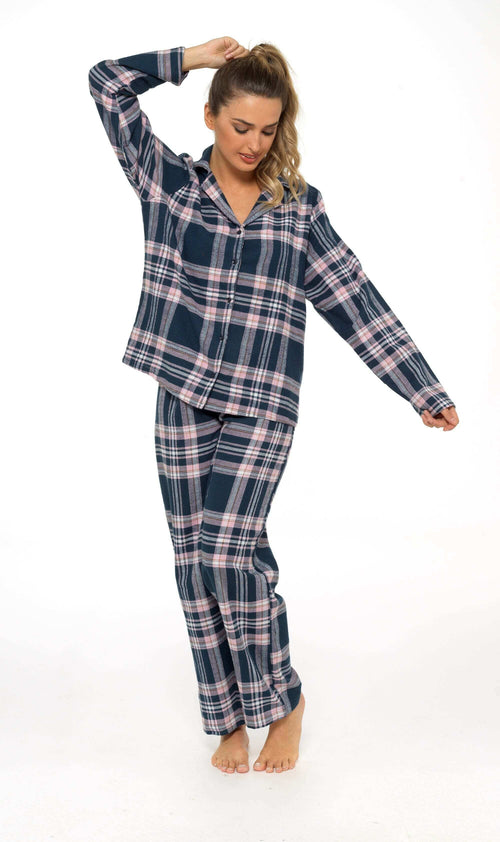 Daisy Dreamer Womens Flannelette Check Pyjama Set Soft Brushed Cotton Easy Care Super Soft Cosy Sleepwear