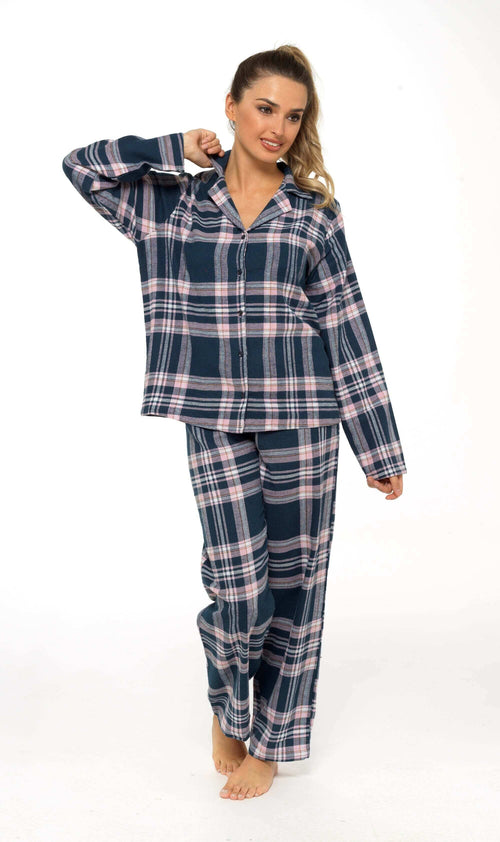 Daisy Dreamer Womens Flannelette Check Pyjama Set Soft Brushed Cotton Easy Care Super Soft Cosy Sleepwear
