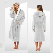 Daisy Dreamer Womens Shimmer Fleece Hooded Bath Robe Soft Plush Luxury Gown Cosy Winter