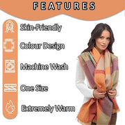 Sock Stack Women's Soft Woven Winter Scarves Lightweight Cosy Acrylic Wraps Multicolor
