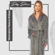 Daisy Dreamer Women's Stripe Jacquard Dressing Gown With Belt Pockets Shawl Collar