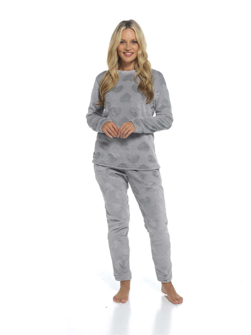 Daisy Dreamer Women's Heart Fleece Pyjamas Set Plush Loungewear Top And Pants Teddy