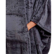 Daisy Dreamer Women's Hooded Poncho Blanket Navy Charcoal Flannel Fleece Cosy Loungewear