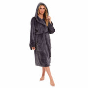 Daisy Dreamer Womens Plush Fleece Hooded Bathrobe Velvet Fluffy Loungewear Long Sleeve
