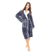 Daisy Dreamer Womens Plush Fleece Hooded Bathrobe Velvet Fluffy Loungewear Long Sleeve
