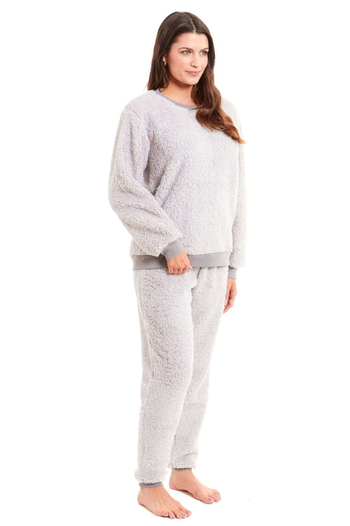 Daisy Dreamer Womens Teddy Fleece Lounge Set Fluffy Cosy Crew Neck Pyjama Stretchable