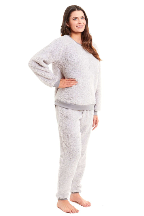Daisy Dreamer Womens Teddy Fleece Lounge Set Fluffy Cosy Crew Neck Pyjama Stretchable