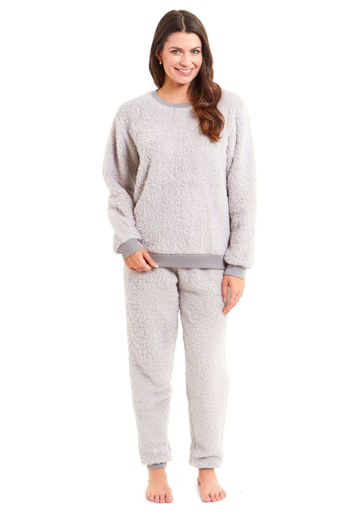 Daisy Dreamer Womens Teddy Fleece Lounge Set Fluffy Cosy Crew Neck Pyjama Stretchable