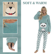 Daisy Dreamer Panda Ultra Soft Snuggle Fleece Pyjama Set For Women Cosy Winter Cosy Cotton Rich Nightwear Set