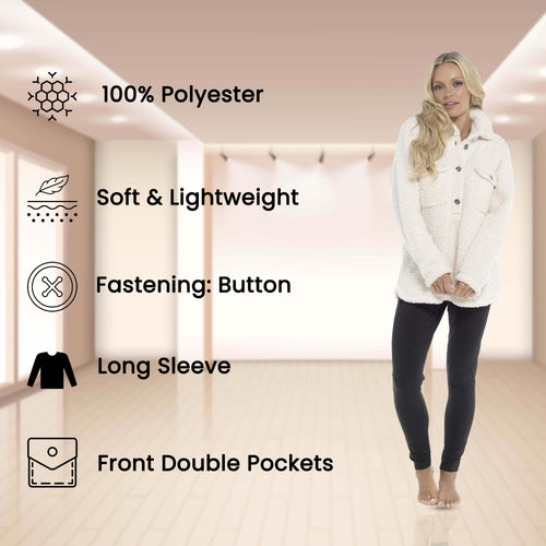 Daisy Dreamer Women's Sherpa Lounge Set With Double Pocket Top And Leggings Ultra-Soft