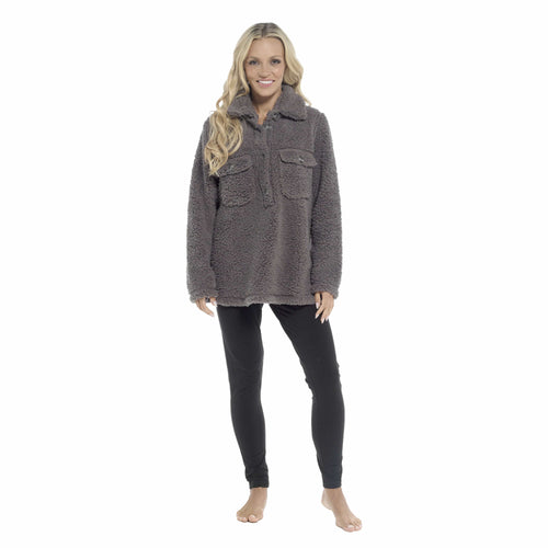 Daisy Dreamer Women's Sherpa Lounge Set With Double Pocket Top And Leggings Ultra-Soft