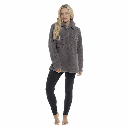 Daisy Dreamer Women's Sherpa Lounge Set With Double Pocket Top And Leggings Ultra-Soft