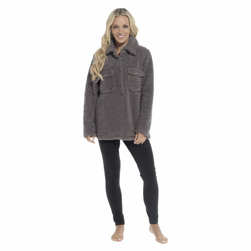 Daisy Dreamer Women's Sherpa Lounge Set With Double Pocket Top And Leggings Ultra-Soft