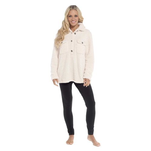 Daisy Dreamer Women's Sherpa Lounge Set With Double Pocket Top And Leggings Ultra-Soft