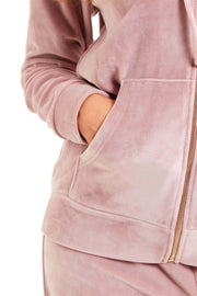 Daisy Dreamer Women's Velour Fleece Hooded Zip Track Suit Velvet Loungewear Set Elastic