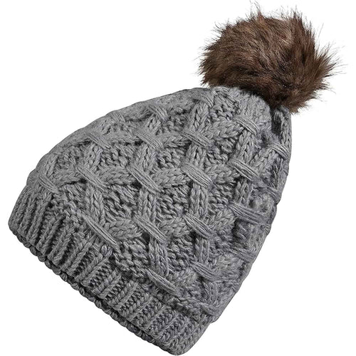 Sock Stack Womens Waterproof Thinsulate Insulated Chunky Beanie Hat With Pom Pom Cable