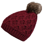 Sock Stack Womens Waterproof Thinsulate Insulated Chunky Beanie Hat With Pom Pom Cable