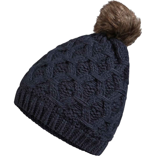 Sock Stack Womens Waterproof Thinsulate Insulated Chunky Beanie Hat With Pom Pom Cable