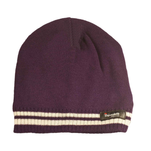 Sock Stack Womens Thermal Beanie Hat With 3M Thinsulate Insulation Stripe Design Acrylic Winter Warm Brushed Base Layer