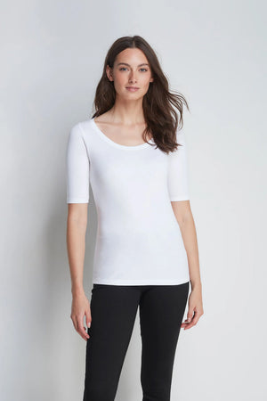 Half Sleeve Cotton Modal Scoop Neck T-Shirt