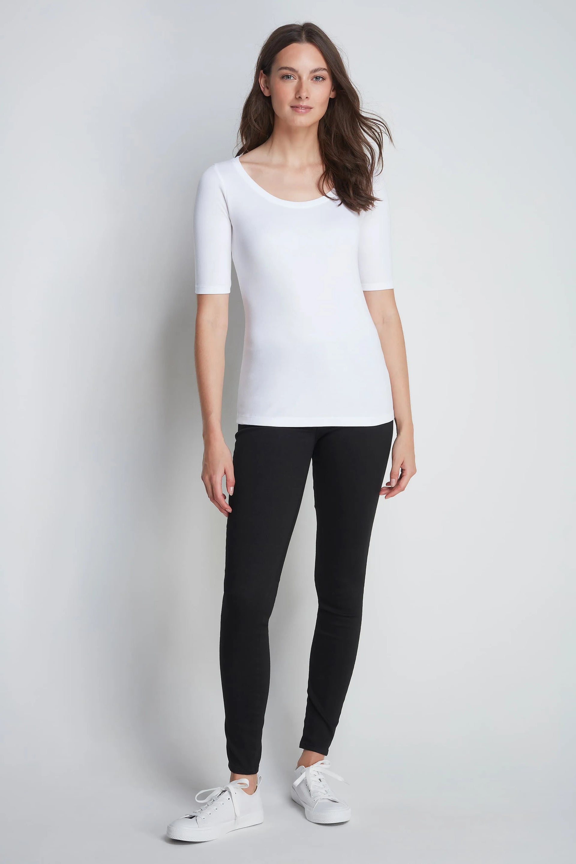 Half Sleeve Cotton Modal Scoop Neck T-Shirt