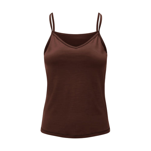 Womens Merino Cami, Chocolate Brown