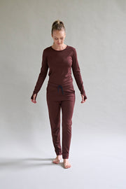 Womens Merino Long Sleeve, Chocolate Brown
