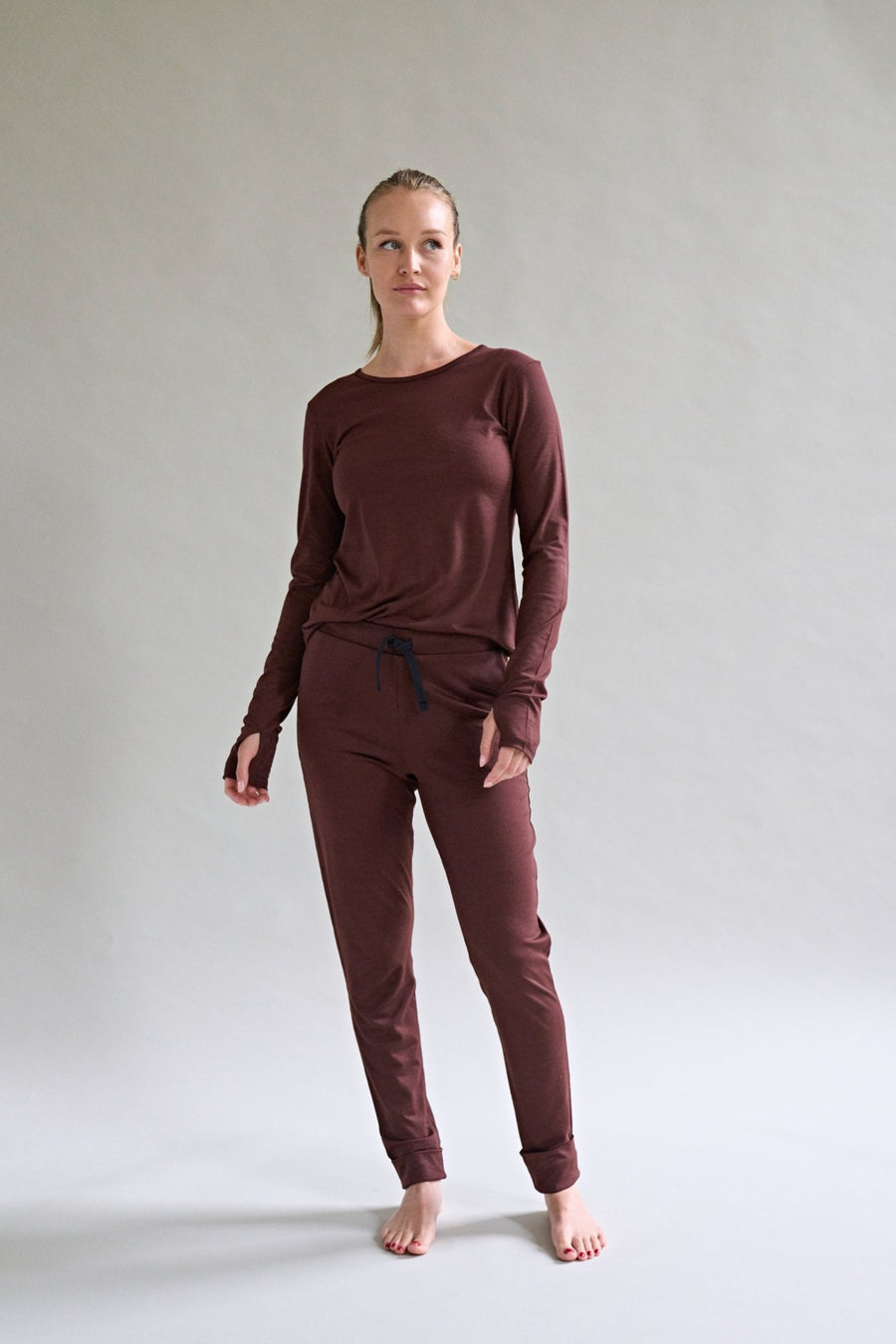 Womens Merino Long Sleeve, Chocolate Brown