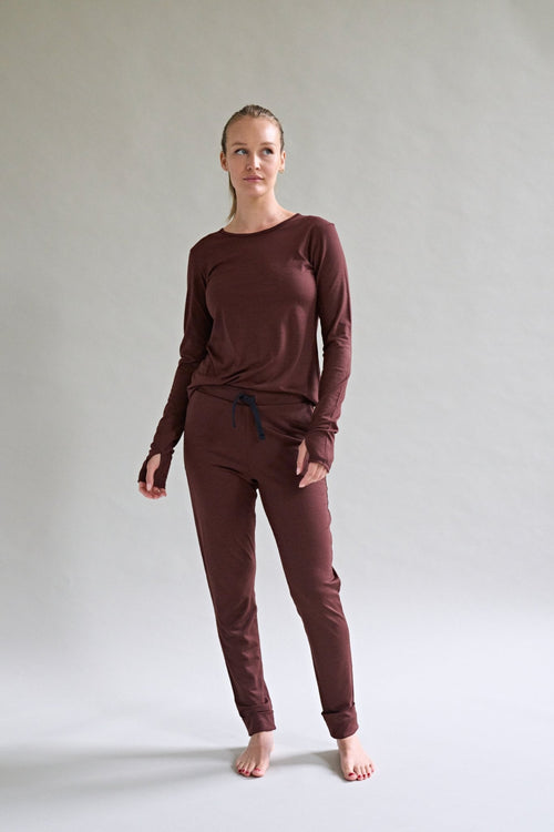 Womens Merino Long Sleeve, Chocolate Brown